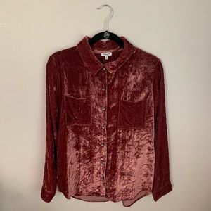 Splendid crushed velvet button down